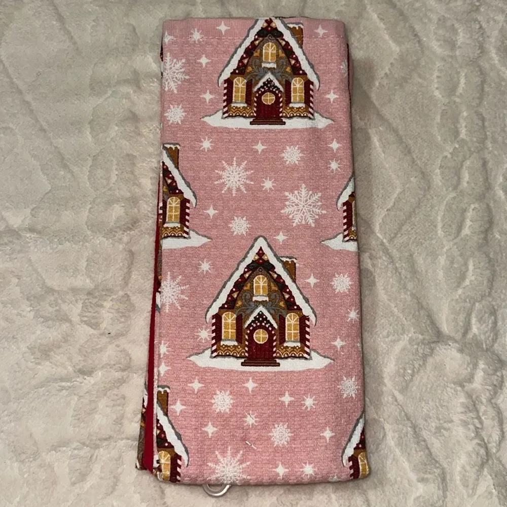 Martha Stewart 3 Cotton Pink Red White Christmas Homes Kitchen Tea Towels